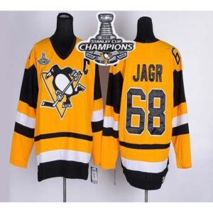 68619223cd451_1 Penguins #68 Jaromir Jagr Yellow CCM Throwback 2016 Stanley Cup Champions Stitched NHL Jersey