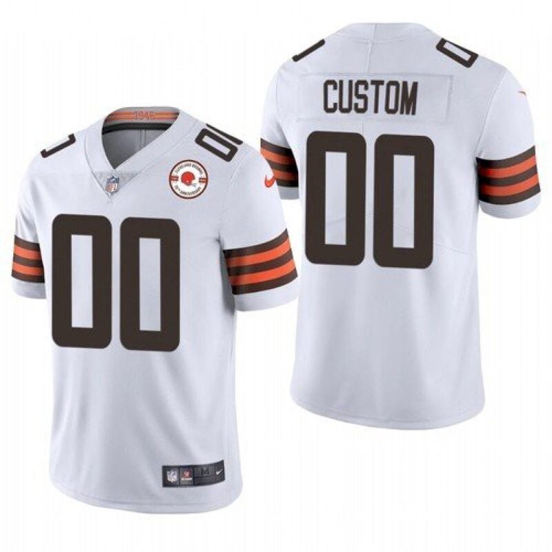 6861923b63dd4_1 Men's Cleveland Browns Customized 2021 White 75th Anniversary Team Color Vapor Untouchable NFL Stitched Limited Jersey