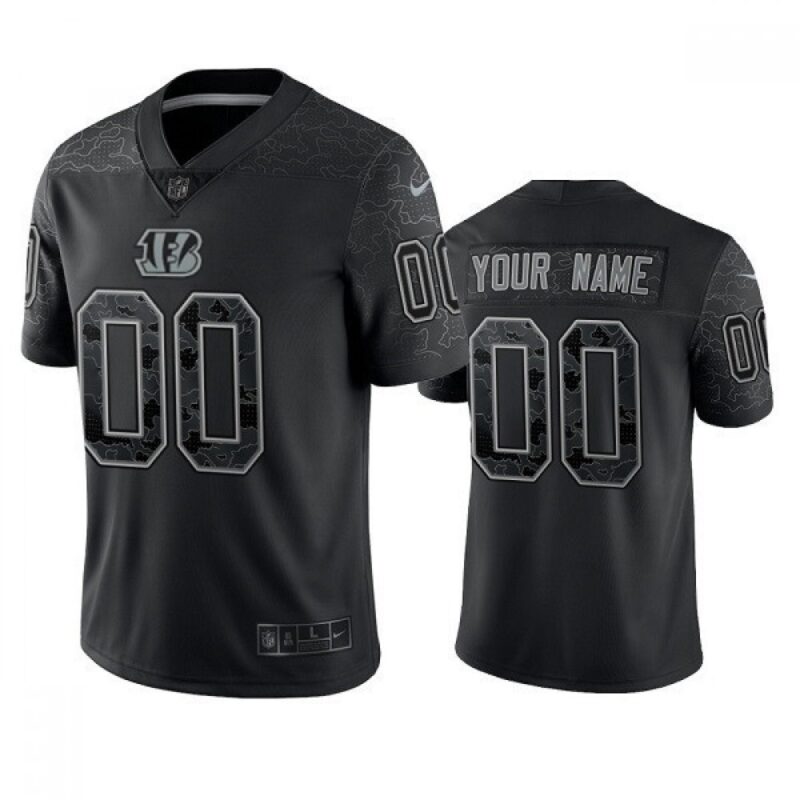 6861925d8d8c0_1 Men's Cincinnati Bengals Active Player Custom Black Reflective Limited Stitched Football Jersey