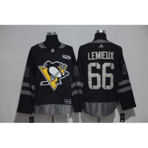 686192cd2a829_1 Pittsburgh Penguins #66 Mario Lemieux Black Men's 1917-2017 100th Anniversary Stitched NHL Jersey