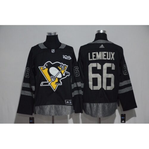 686192cd2a829_1 Pittsburgh Penguins #66 Mario Lemieux Black Men's 1917-2017 100th Anniversary Stitched NHL Jersey