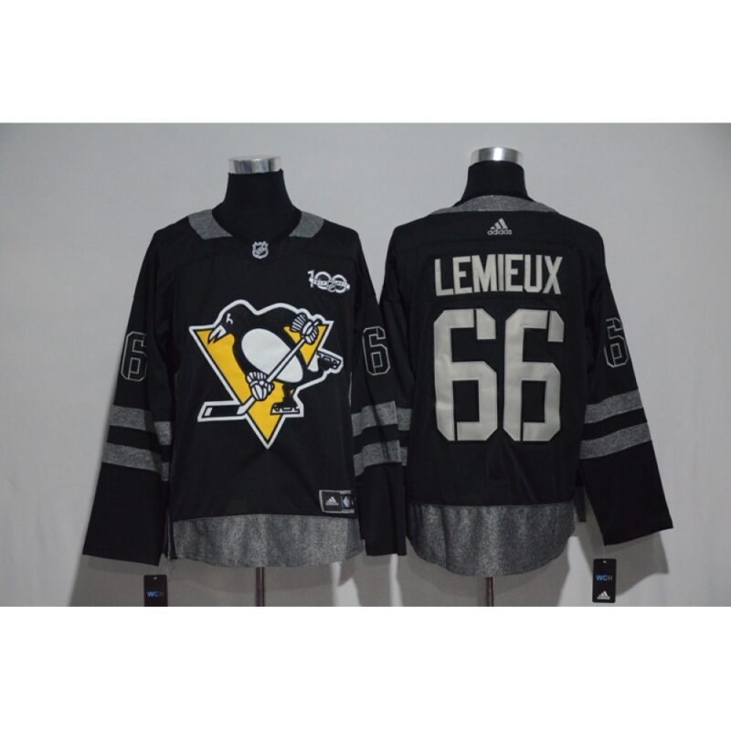686192cd2a829_1 Pittsburgh Penguins #66 Mario Lemieux Black Men's 1917-2017 100th Anniversary Stitched NHL Jersey