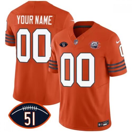 686192e9d731f_1 Men's Chicago Bears Active Player Custom 2023 F.U.S.E. Orange Dick Butkus Patch Throwback Limited Stitched Football Jersey