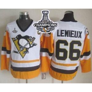 686192f95ad27_1 Penguins #66 Mario Lemieux White/Black CCM Throwback 2016 Stanley Cup Champions Stitched NHL Jersey