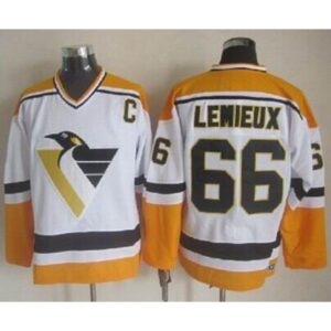 6861930b788ec_1 Penguins #66 Mario Lemieux White/Yellow CCM Throwback Stitched NHL Jersey