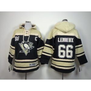6861931a9759f_1 Penguins #66 Mario Lemieux Black Sawyer Hooded Sweatshirt Stitched Youth NHL Jersey