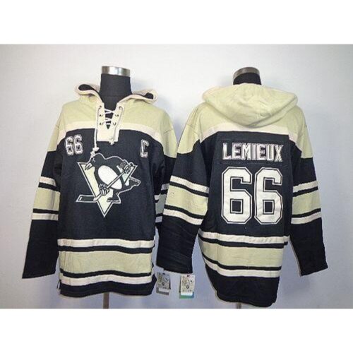 686193216e23e_1 Penguins #66 Mario Lemieux Black Sawyer Hooded Sweatshirt Stitched NHL Jersey