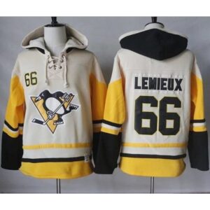 6861932ab80a1_1 Penguins #66 Mario Lemieux Cream/Gold Sawyer Hooded Sweatshirt Stitched NHL Jersey