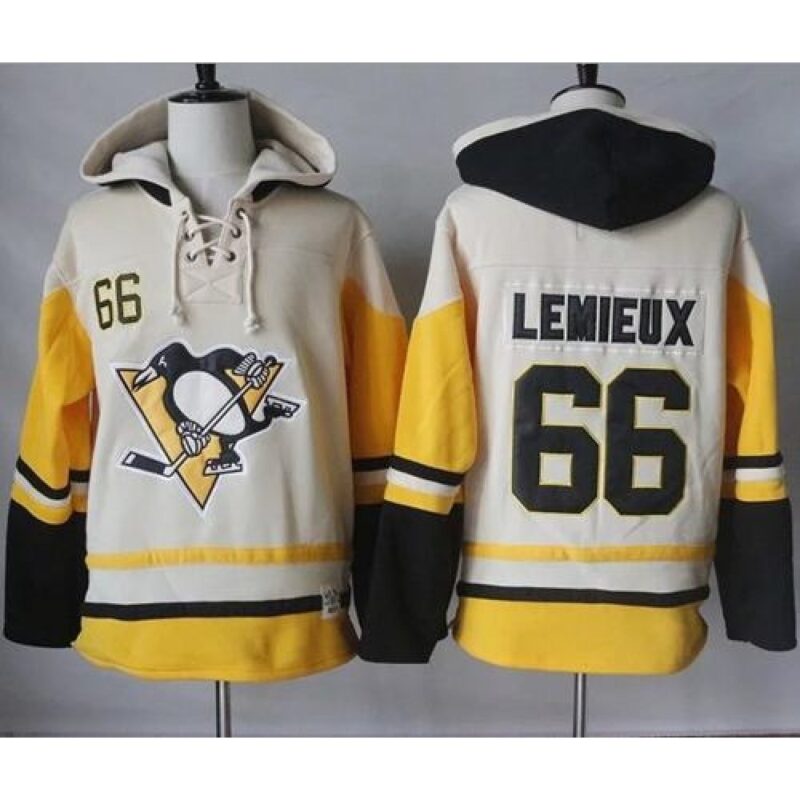 6861932ab80a1_1 Penguins #66 Mario Lemieux Cream/Gold Sawyer Hooded Sweatshirt Stitched NHL Jersey