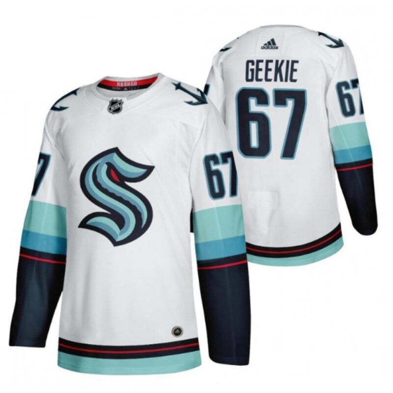 6861934050abe_1 Men's Seattle Kraken #67 Morgan Geekie White Stitched Jersey