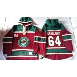686193b2d7518_1 Wild #64 Mikael Granlund Red Sawyer Hooded Sweatshirt Stitched NHL Jersey