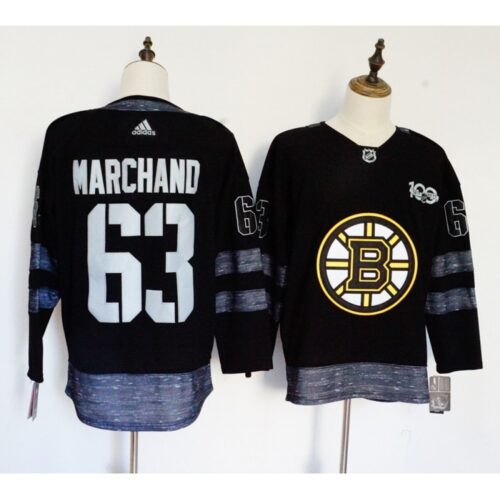 6861940a45da9_1 Men's Boston Bruins #63 Brad Marchand Black 1917-2017 100th Anniversary Stitched NHL Jersey