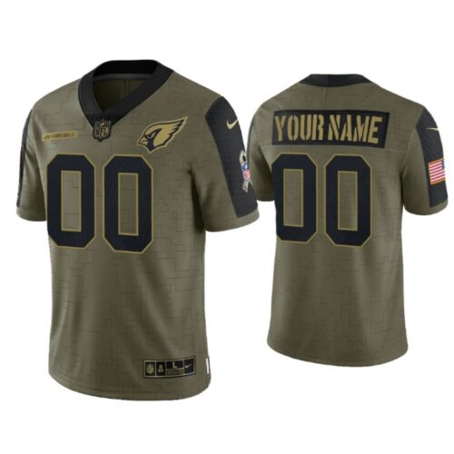 6861946395211_1 Men's Arizona Cardinals Customized 2021 Olive Salute To Service Limited Stitched Jersey