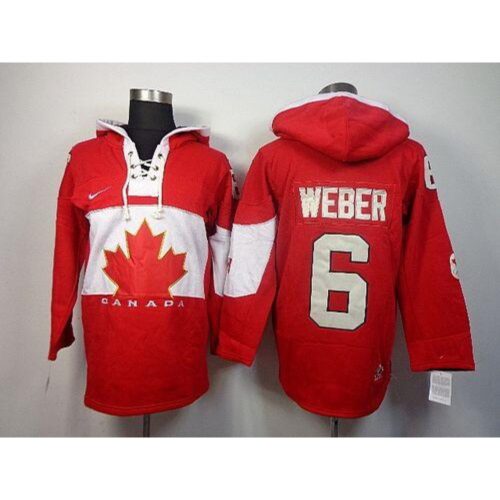 686194b618645_1 Olympic CA. #6 Shea Weber Red Sawyer Hooded Sweatshirt Stitched NHL Jersey