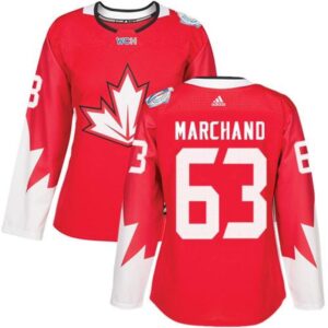 686194cd1089a_1 Team Canada #63 Brad Marchand Red 2016 World Cup Women's Stitched NHL Jersey