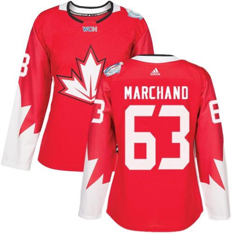 686194cd1089a_1 Team Canada #63 Brad Marchand Red 2016 World Cup Women's Stitched NHL Jersey