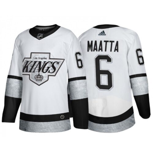 686194e8a10a8_1 Men's Los Angeles Kings #6 Olli Maatta White Throwback Stitched Jersey