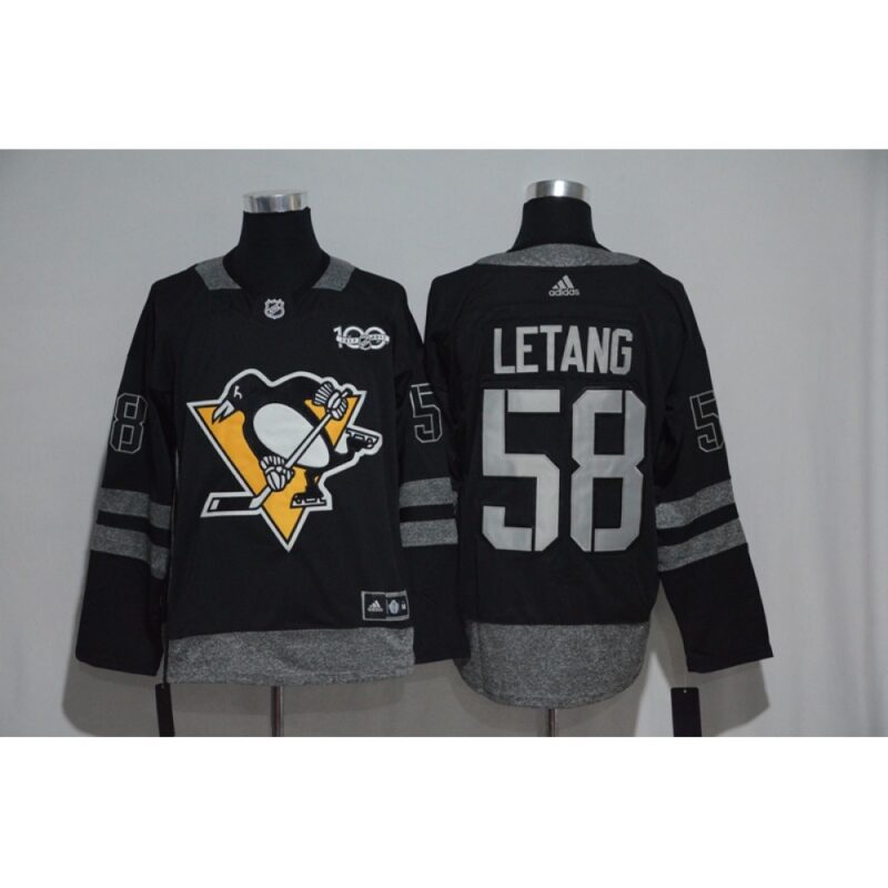68619503471ec_1 Pittsburgh Penguins #58 Kris Letang Black Men's 1917-2017 100th Anniversary Stitched NHL Jersey