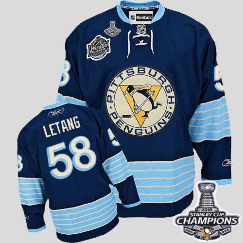 6861952752661_1 Penguins #58 Kris Letang 2011 Winter Classic Vintage Dark Blue 2016 Stanley Cup Champions Stitched NHL Jersey