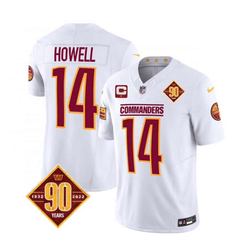 6861956d24f2e_1 Men's Washington Commanders #14 Sam Howell White 2023 F.U.S.E. With 1-Star C Patch 90th Anniversary Vapor Limited Stitched Football Jersey
