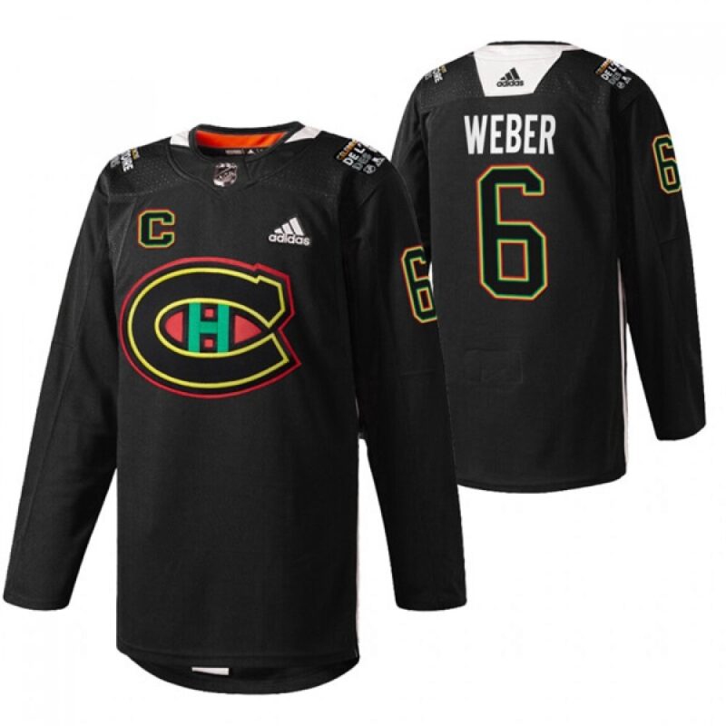 686195813698a_1 Men's Montreal Canadiens #6 Shea Weber 2022 Black Warm Up History Night Stitched Jersey