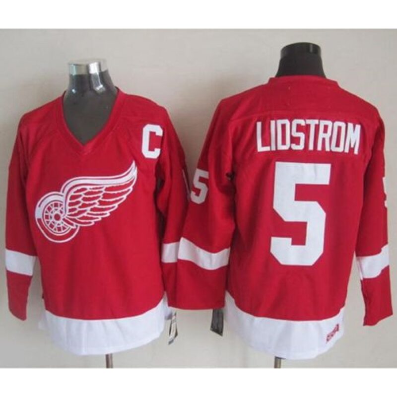 6861971bb20a0_1 Red Wings #5 Nicklas Lidstrom Red CCM Throwback Stitched NHL Jersey