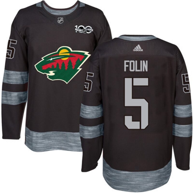 6861973862d0c_1 Wild #5 Christian Folin Black 1917-2017 100th Anniversary Stitched NHL Jersey
