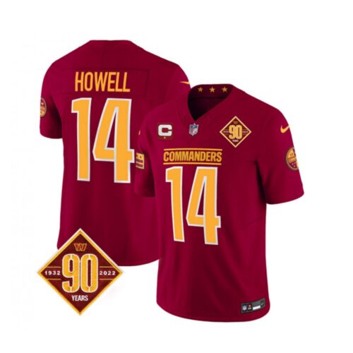 6861978642454_1 Men's Washington Commanders #14 Sam Howell Burgundy 2023 F.U.S.E. With 1-Star C Patch 90th Anniversary Vapor Limited Stitched Football Jersey