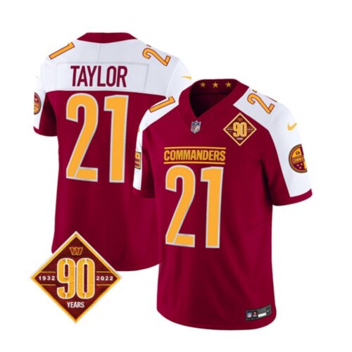 6861978f03b2f_1 Men's Washington Commanders #21 Sean Taylor Burgundy/White 2023 F.U.S.E. 90th Anniversary Vapor Limited Stitched Football Jersey