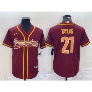 6861979da635c_1 Men's Washington Commanders #21 Sean Taylor Burgundy With Patch Cool Base Stitched Baseball Jersey
