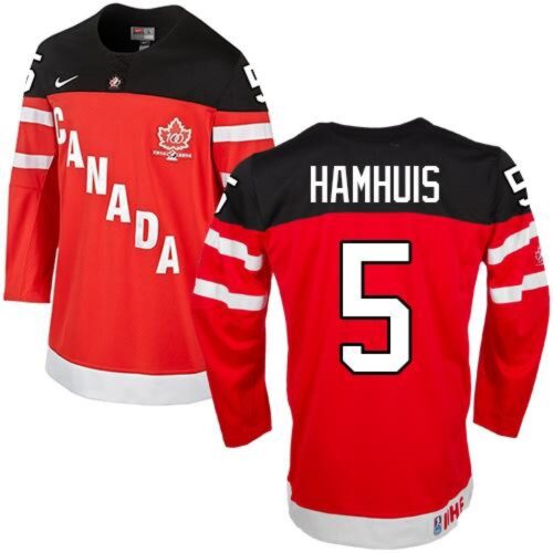 686197aeb0131_1 Olympic CA. #5 Dan Hamhuis Red 100th Anniversary Stitched NHL Jersey