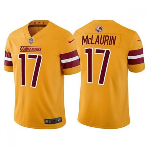 686197bd4627f_1 Men's Washington Commanders #17 Terry McLaurin Gold Vapor Untouchable Stitched Football Jersey