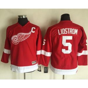 686197e20bc2c_1 Red Wings #5 Nicklas Lidstrom Red CCM Throwback Stitched Youth NHL Jersey