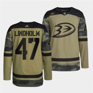 686197f72798f_1 Men's Anaheim Ducks #47 Hampus Lindholm 2022 Camo Military Appreciation Night Stitched Jersey
