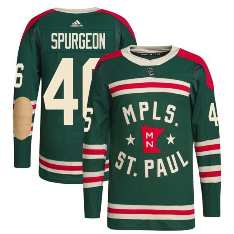 68619837bb6bf_1 Men's Minnesota Wild #46 Jared Spurgeon 2022 Green Winter Classic Stitched Jersey