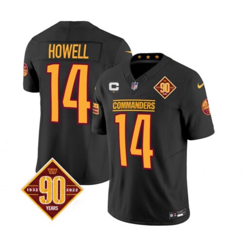 6861985af3be2_1 Men's Washington Commanders #14 Sam Howell Black 2023 F.U.S.E. With 1-Star C Patch 90th Anniversary Vapor Limited Stitched Football Jersey