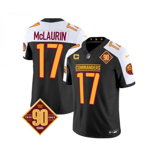 68619860b3ea2_1 Men's Washington Commanders #17 Terry McLaurin Black/White 2023 F.U.S.E. With 4-Star C Patch 90th Anniversary Vapor Limited Stitched Football Jersey