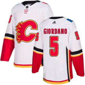 6861987d81d98_1 Men's Calgary Flames #5 Mark Giordano White Away Stitched NHL Jersey