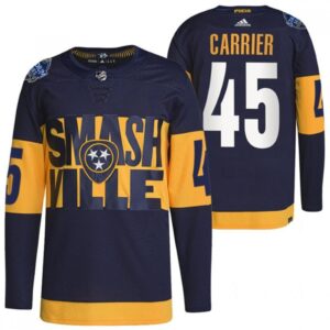 686198a04d25b_1 Men's Nashville Predators #45 Alexandre Carrier 2022 Navy Stadium Series Breakaway Player Stitched Jersey