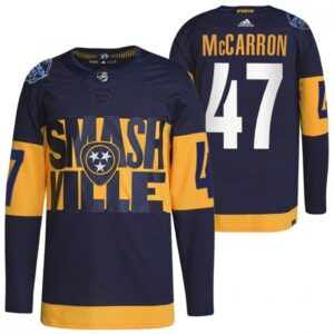 686198a32b215_1 Men's Nashville Predators #47 Michael Mccarron 2022 Navy Stadium Series Breakaway Player Stitched Jersey