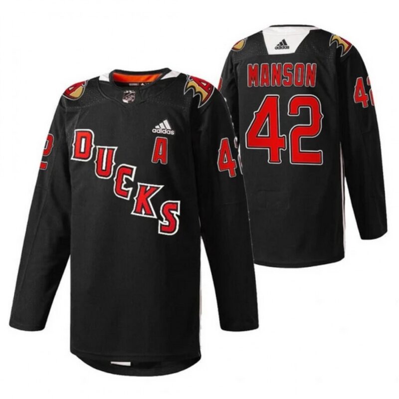 686198d9f3f4c_1 Men's Anaheim Ducks #42 Josh Manson 2022 Black Angels Night Stitched Jersey