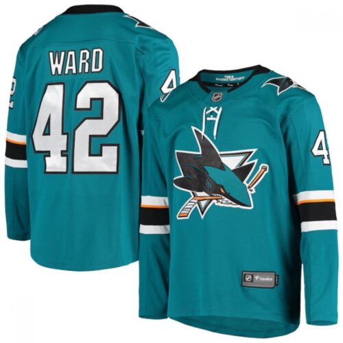 6861990e9fc43_1 Men's San Jose Sharks #42 Joel Ward Teal Stitched Jersey