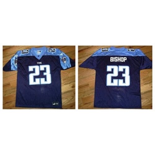 686199b88b93e_1 Men's Tennessee Titans #23 Blaine Bishop Navy Stitched Jersey