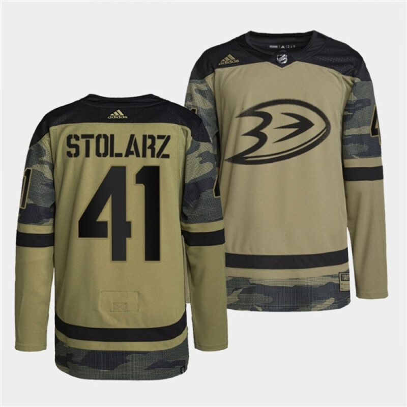 686199dde0917_1 Men's Anaheim Ducks #41 Anthony Stolarz 2022 Camo Military Appreciation Night Stitched Jersey
