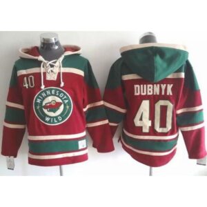 68619a58c4e45_1 Wild #40 Devan Dubnyk Red Sawyer Hooded Sweatshirt Stitched NHL Jersey