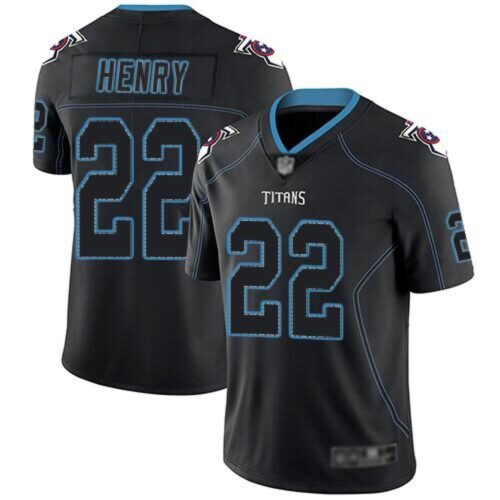 68619b2f5961f_1 Men's Tennessee Titans #22 Derrick Henry Black Lights Out Stitched Jersey