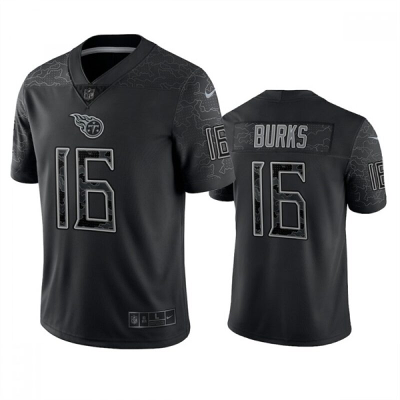 68619b4d3fc5e_1 Men's Tennessee Titans #16 Treylon Burks Black Reflective Limited Stitched Football Jersey