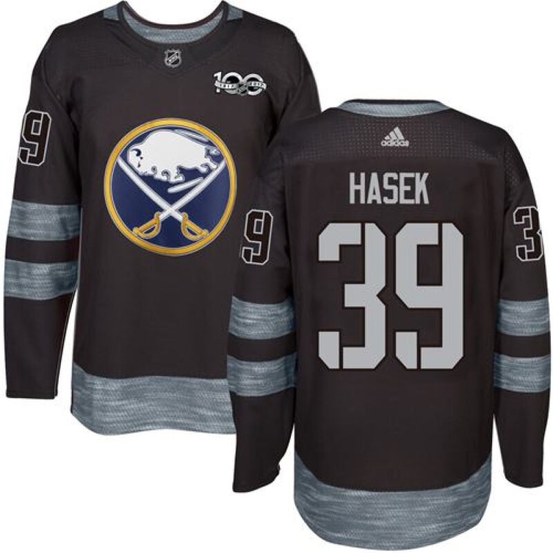 68619b9f3bfca_1 Sabres #39 Dominik Hasek Black 1917-2017 100th Anniversary Stitched NHL Jersey