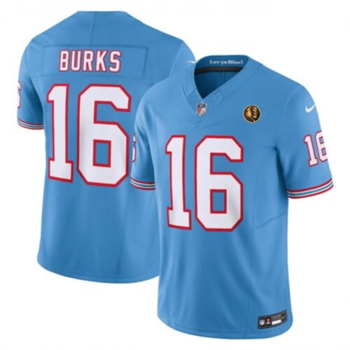 68619c01694c4_1 Men's Tennessee Titans #16 Treylon Burks Blue 2023 F.U.S.E. Throwback With John Madden Patch Vapor Limited Stitched Football Jersey