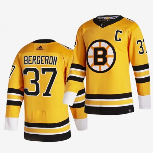 68619c7c7078b_1 Men's Boston Bruins #37 Patrice Bergeron 2020-21 Yellow Reverse Retro Stitched Jersey